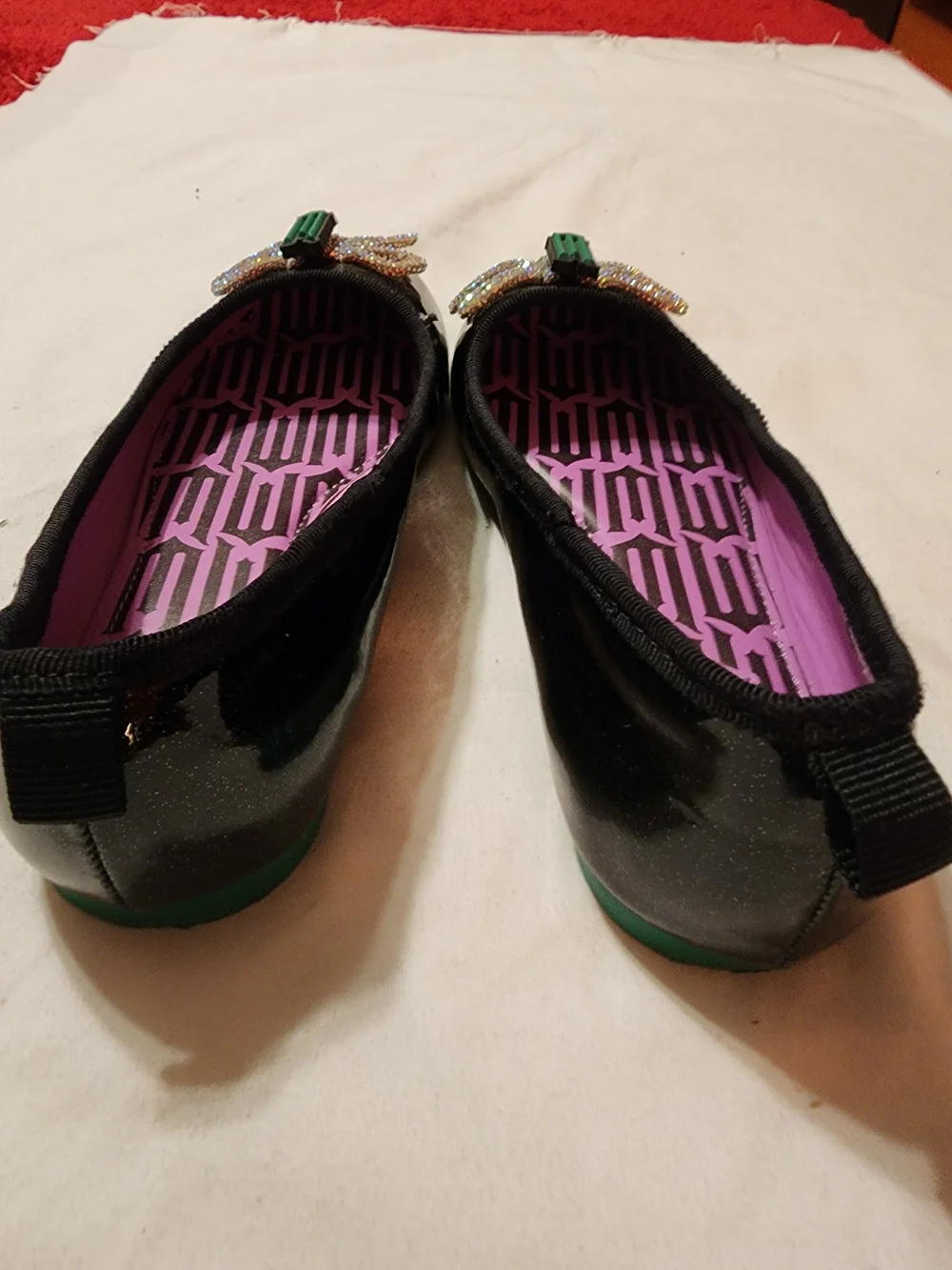 Wicked themed Black Glitter Bow Ballet Flats with Green Trim girls size 12